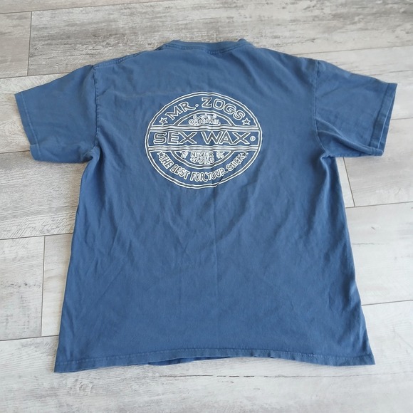 Mr Zogs Sex Wax T Shirt Blue Surf Surfing Skater Mens Medium Graphic Tee - Picture 1 of 10